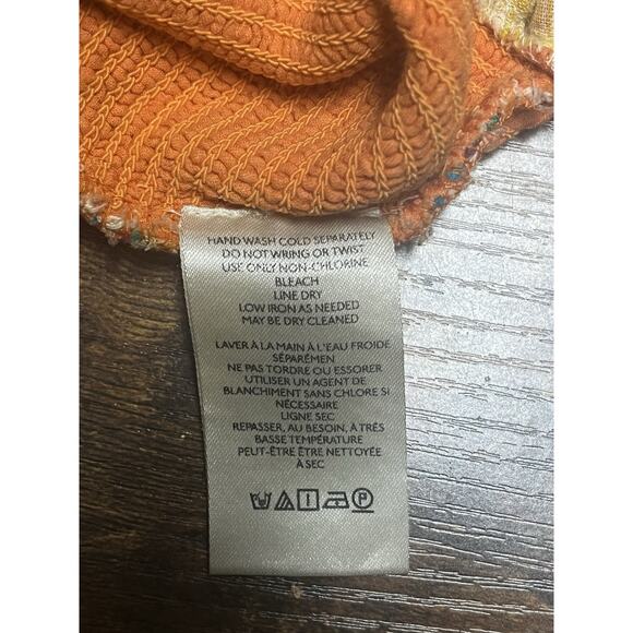 ANTHROPOLOGIE Smocked Halter Tank Small Cropped Striped Embroidered Boho Orange - Picture 11 of 15